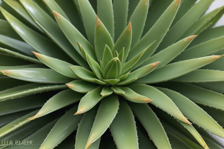 Aloe Vera with thick, fleshy triangular leaves arranged in a rosette pattern