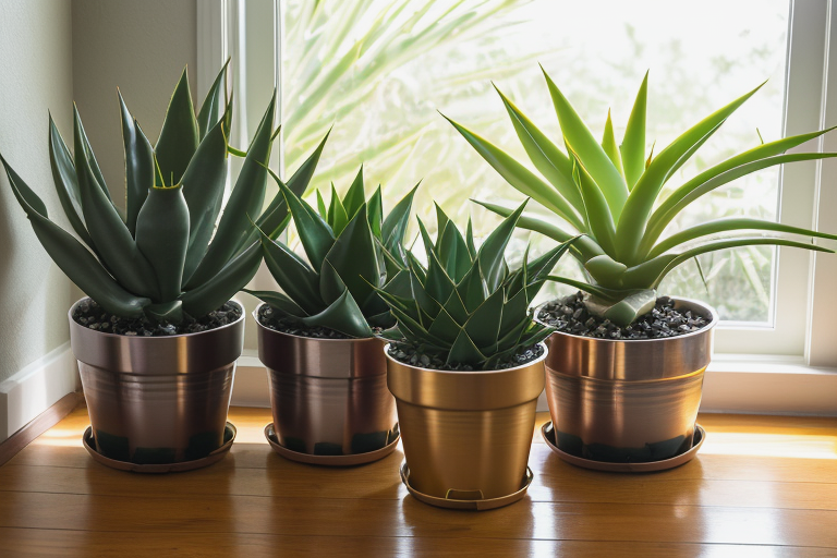 Sun-loving plants like jade, aloe, and cacti thriving in a bright, south-facing window with direct sunlight