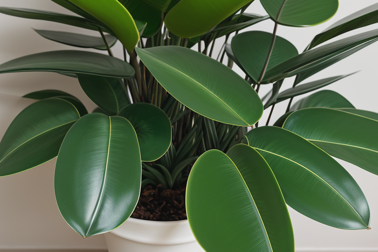 ZZ Plant with glossy, oval-shaped green leaves on upright stems